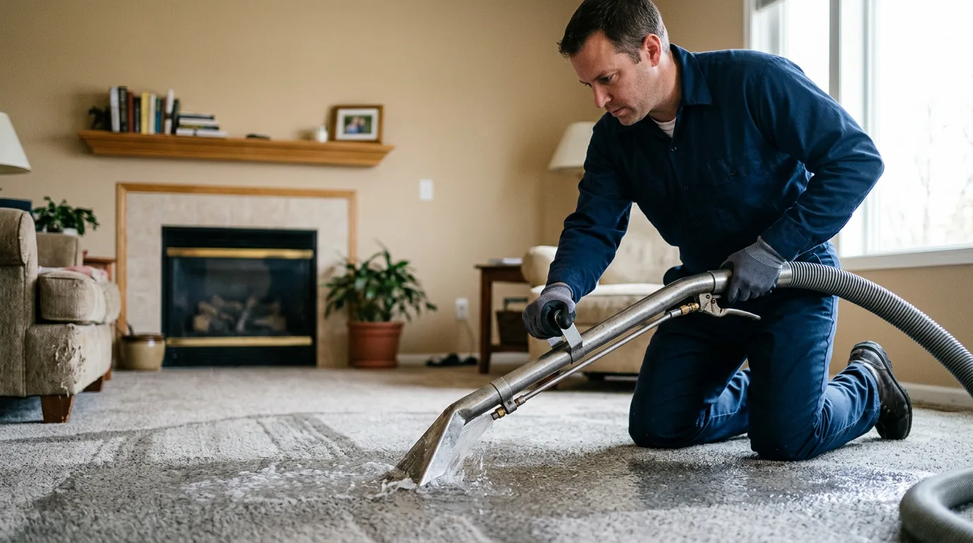Water damage restoration technician working near Banning, CA